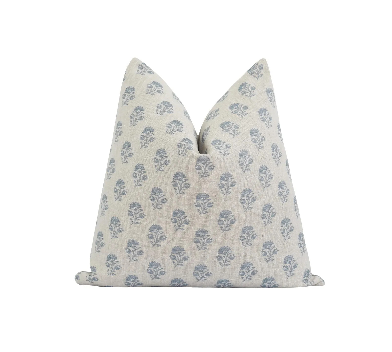 Handmade Slate Blue Floral Print Pillow Cover, Elegant Decorative Pillow Cover in Slate Blue and ... | Etsy (US)