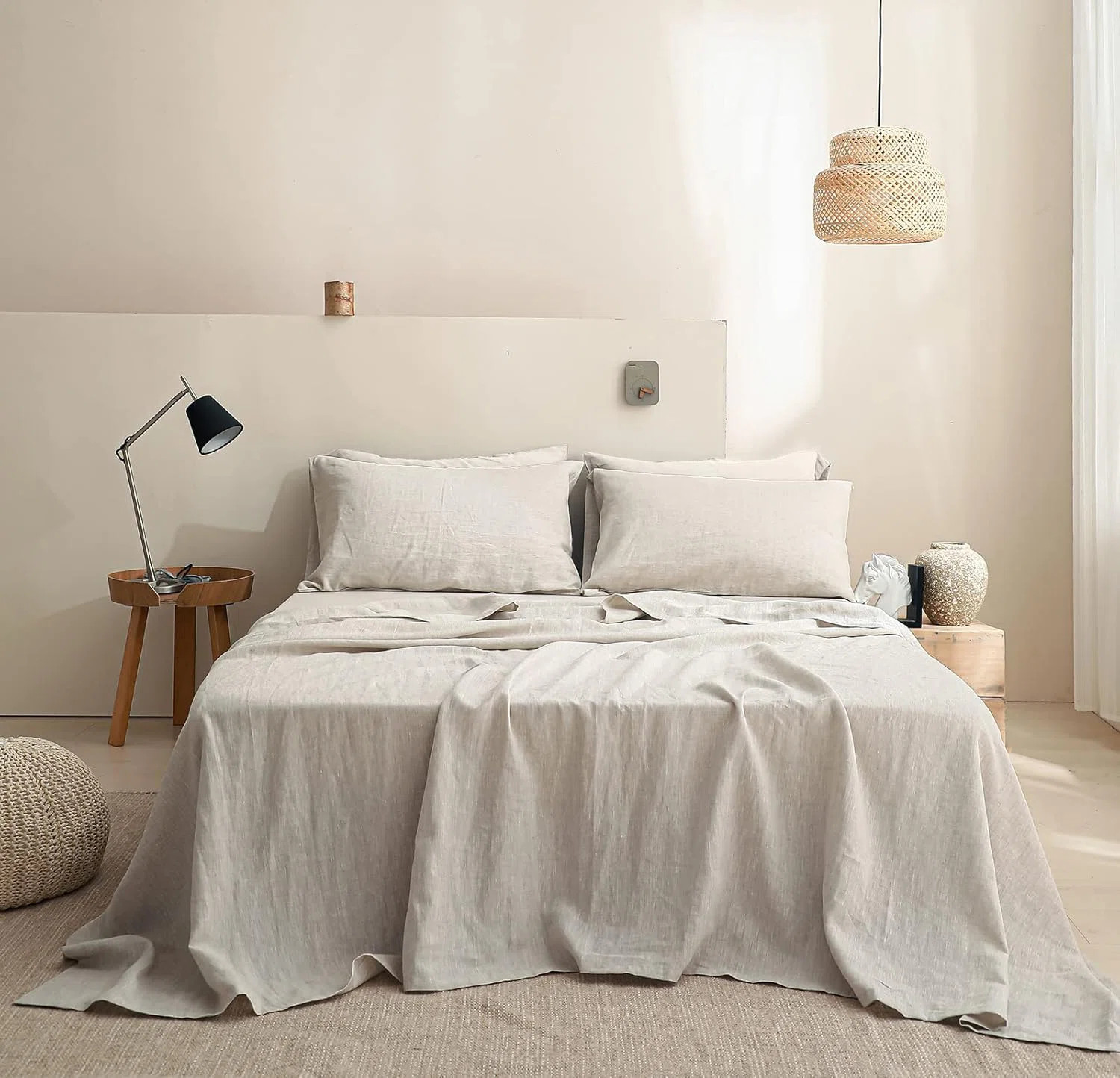 100% Linen Sheets Set, 6 Pcs Natural French Linen Bed Sheets | Wayfair North America
