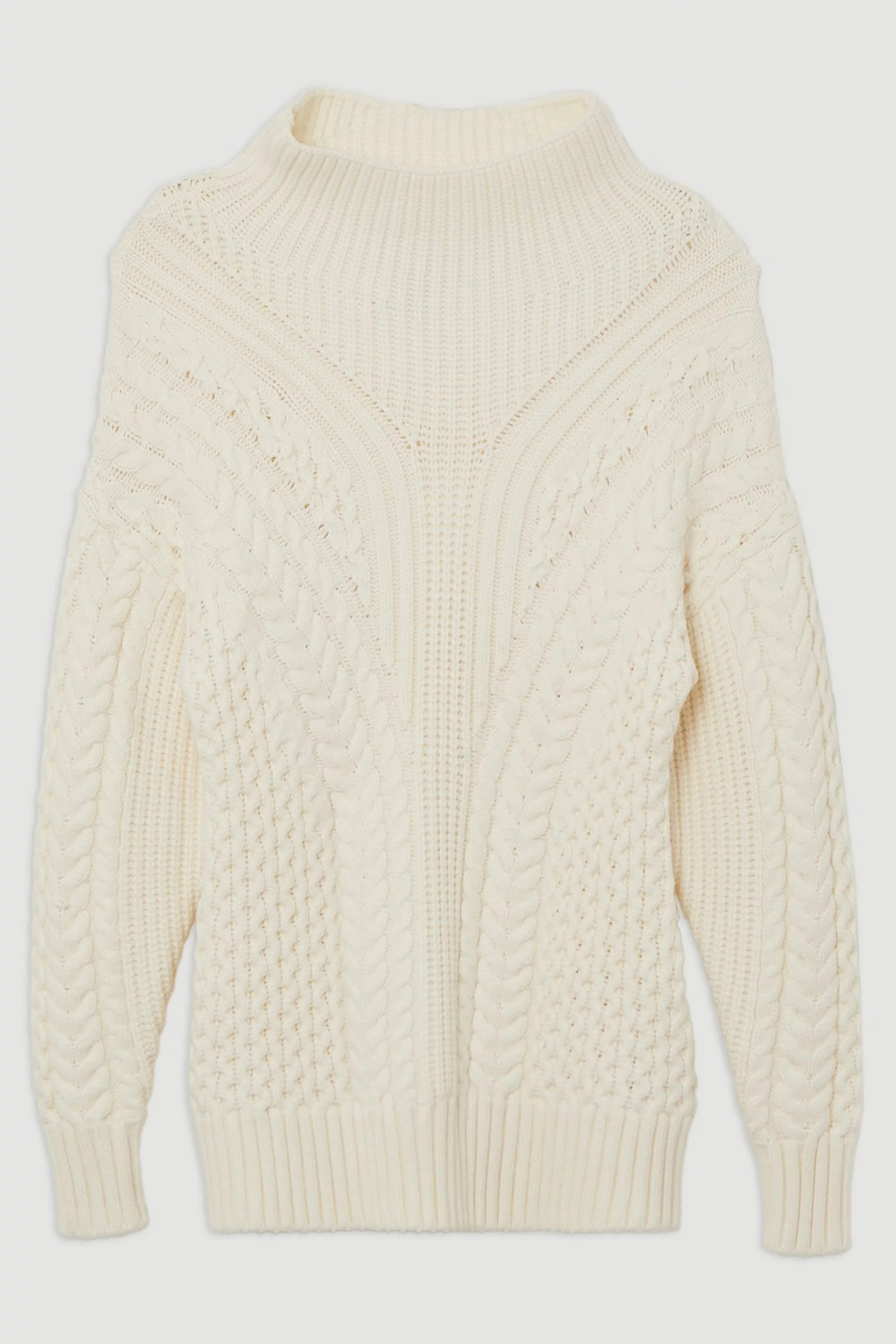 Cable Knit Balloon Sleeve Jumper | Karen Millen | Karen Millen UK + IE + DE + NL