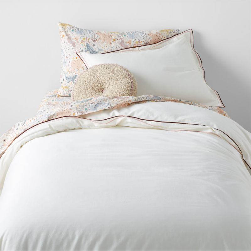 Serenity Double Flange Warm Colorway Organic Cotton Sateen Kids Twin Duvet Cover by Jeremiah Bren... | Crate & Barrel