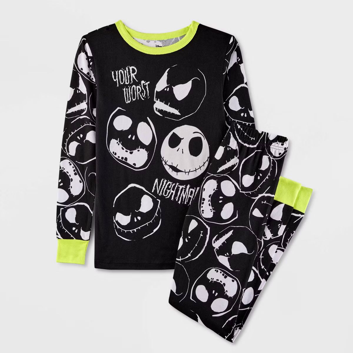 Kids' The Nightmare Before Christmas Jack Skellington 2pc Glow in the Dark Tight Fit Pajama Set -... | Target