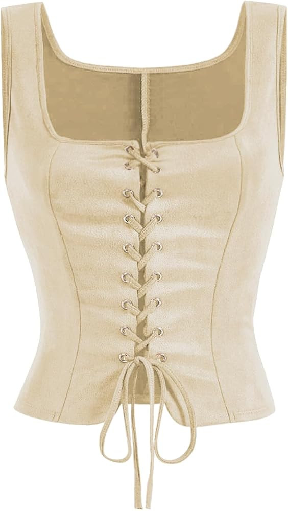 GORGLITTER Women's Sleeveless Western Cowgirl Rodeo Outfit Lace Up Vests Tops Business Casual Cou... | Amazon (US)