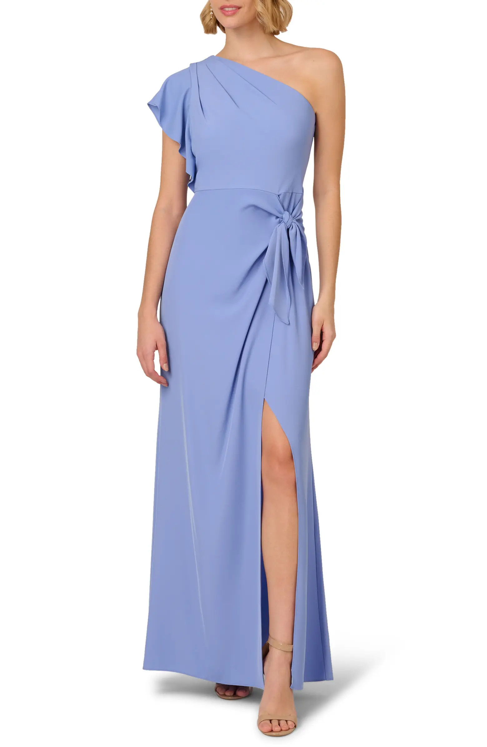 Adrianna Papell Side Tie One-Shoulder Gown | Nordstrom | Nordstrom