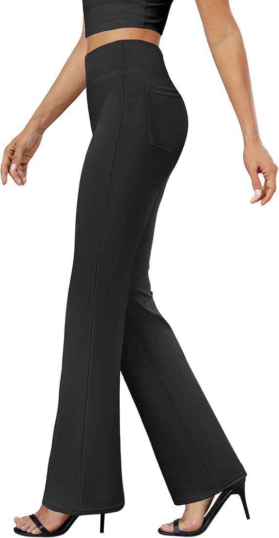 Womens Bootcut Dress Pants Business Casual Work Pants with Pockets High Waist Stretchy Trousers P... | Amazon (US)