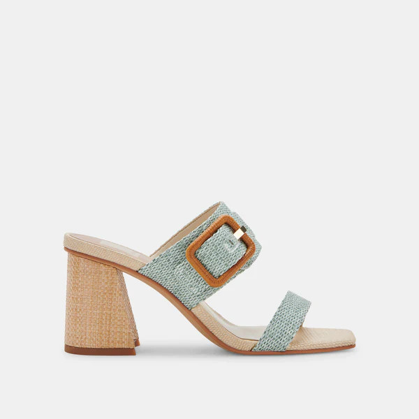 POSY HEELS IN MINT RAFFIA | DolceVita.com