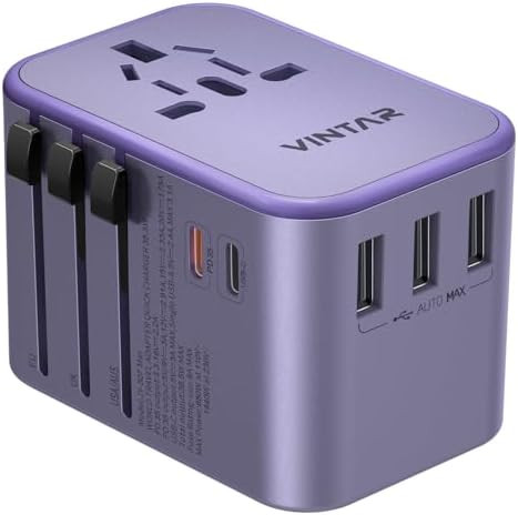Universal Travel Adapter, VINTAR 35.5W International Power Adapter with 3 USB A QC and 2 USB C PD... | Amazon (US)