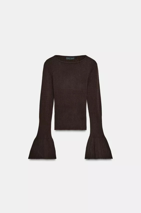FITTED KNIT JUMPER WITH FLARED SLEEVES | Zara US