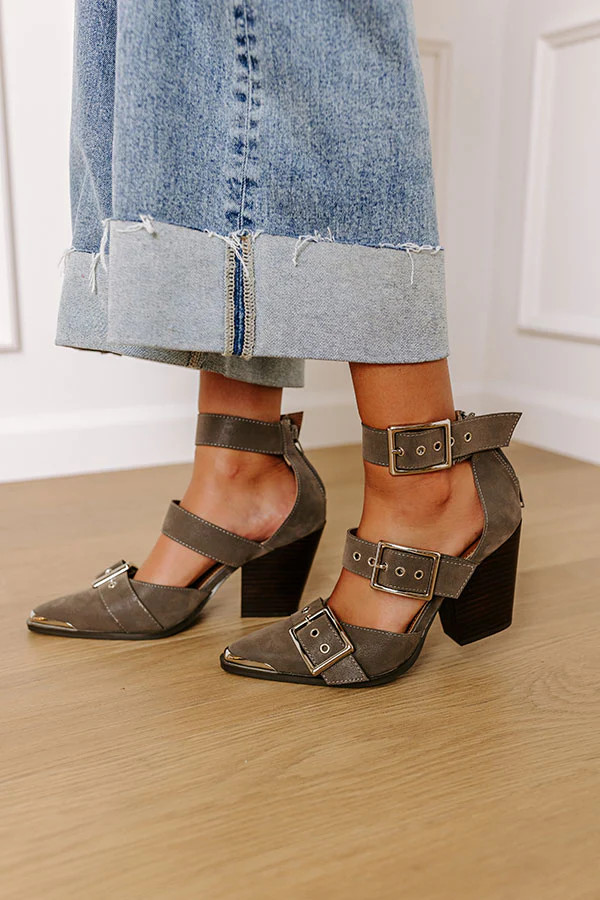 The Charlotte Faux Leather Heel in Dark Grey | Impressions Online Boutique