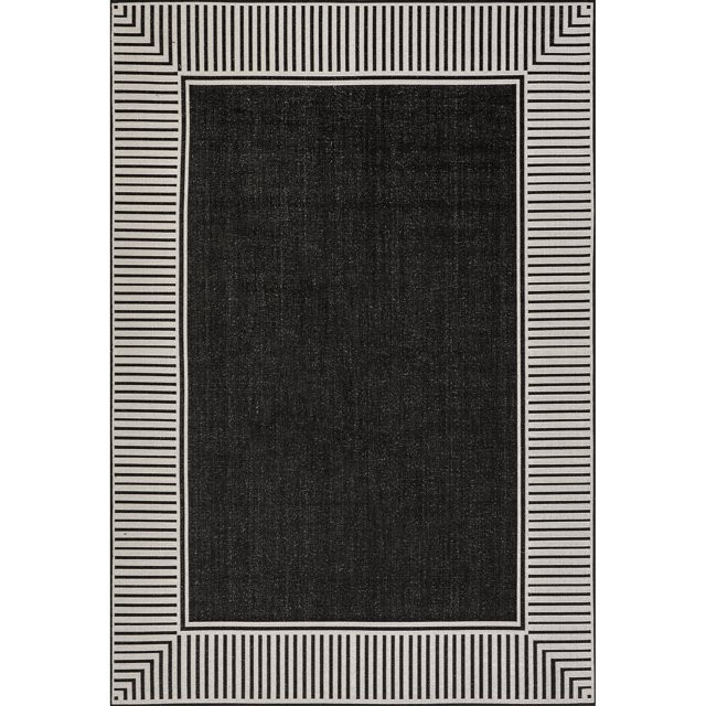 nuLOOM Asha Simple Border Indoor/Outdoor Area Rug, 4' x 6', Black | Walmart (US)