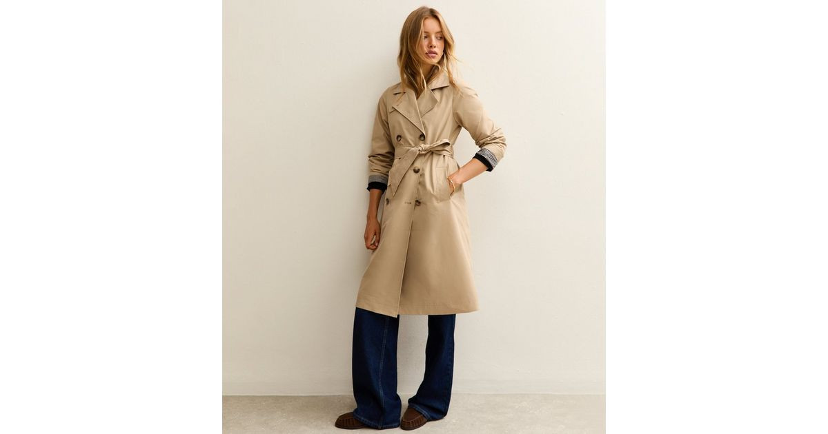 Stone Double Breasted Trench Coat | New Look | New Look (UK)