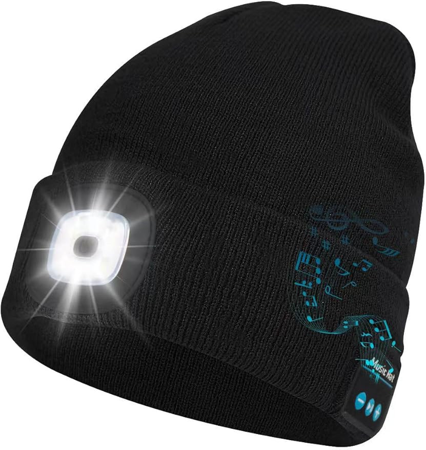 Keains Bluetooth Beanie with Light, Musical Knit Hat with Headphones and Built-in Speaker Mic, Gi... | Amazon (US)