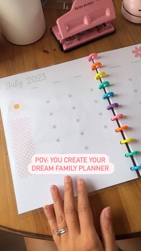 I LOVE how this DIY planner came out! 

All you need is a mushroom hole punch and the discs, along with your printer and some paper! I had my cover and back page laminated at an office supply store for about $5 and it leveled it up so much. 