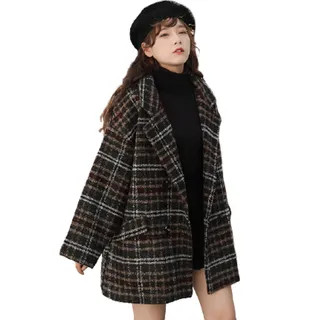 Double Breasted Plaid Coat | YesStyle Global