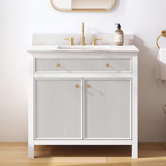 allen + roth Sandbanks 36-in White Undermount Single Sink Bathroom Vanity with White Engineered S... | Lowe's