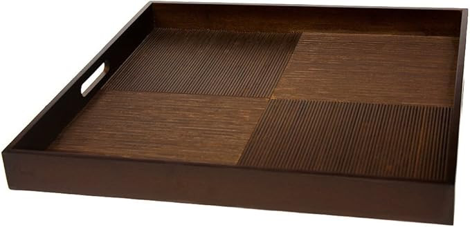 Simply Bamboo Brown Extra Large Square Ribbed Bamboo Serving Tray | Decorative Platters for Ottom... | Amazon (US)