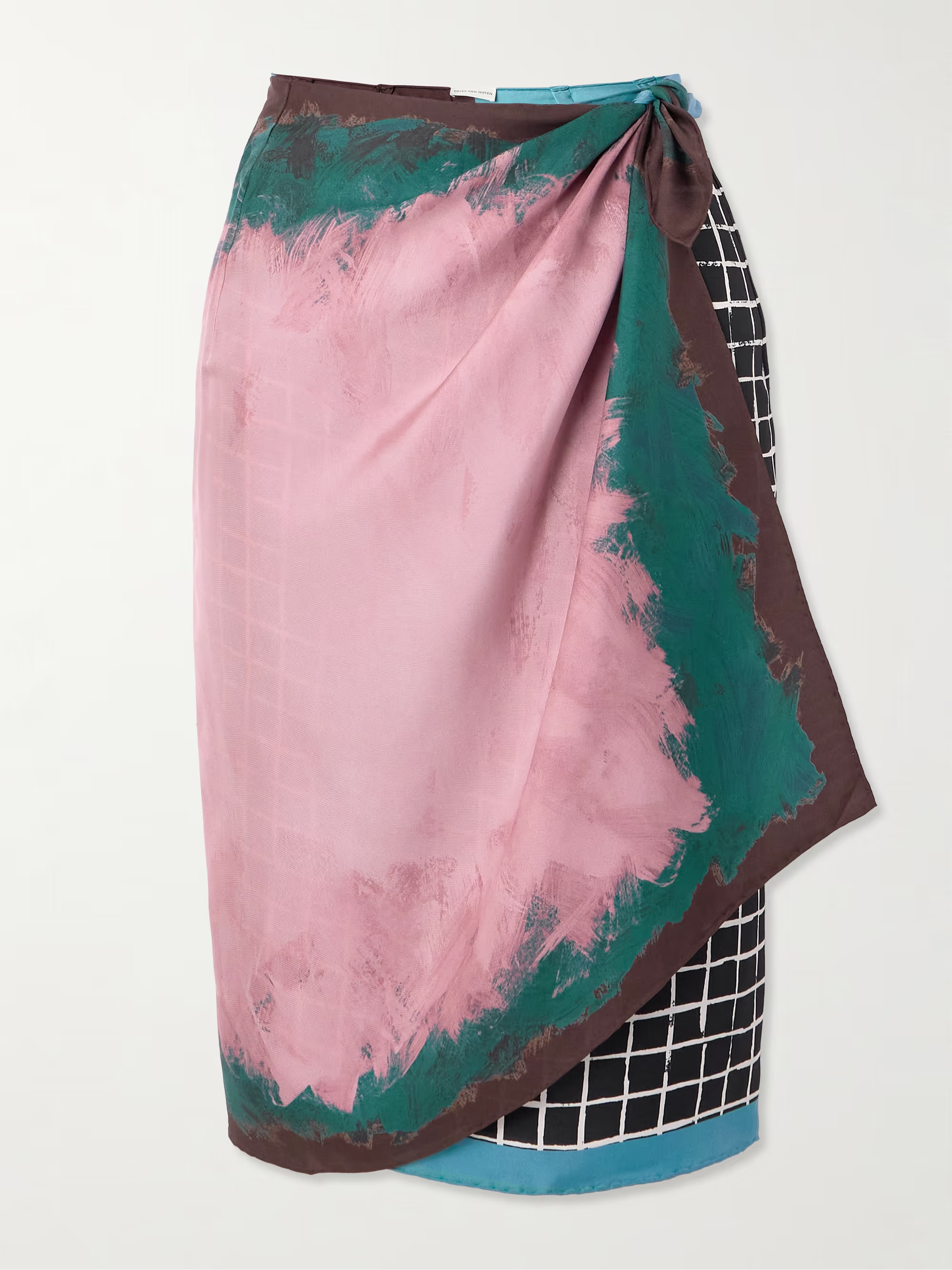 Reversible paneled printed silk midi wrap skirt | NET-A-PORTER (US)