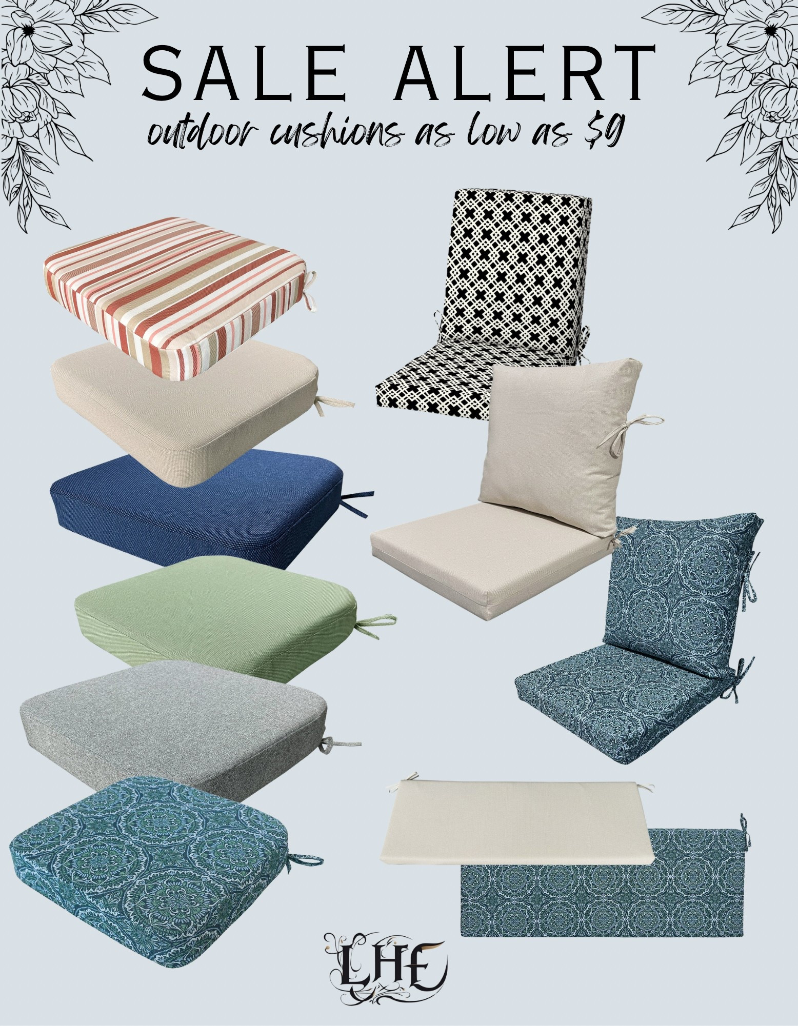Outdoor seat cushions on sale! Shop by clicking the thumbnails below 👇. Outdoor patio, outdoor seating, outdoor living, outdoor furniture, patio, porch, outdoor decor, Walmart home, sale alert, patio refresh, cushions 

#LTKHome #LTKSeasonal #LTKSaleAlert