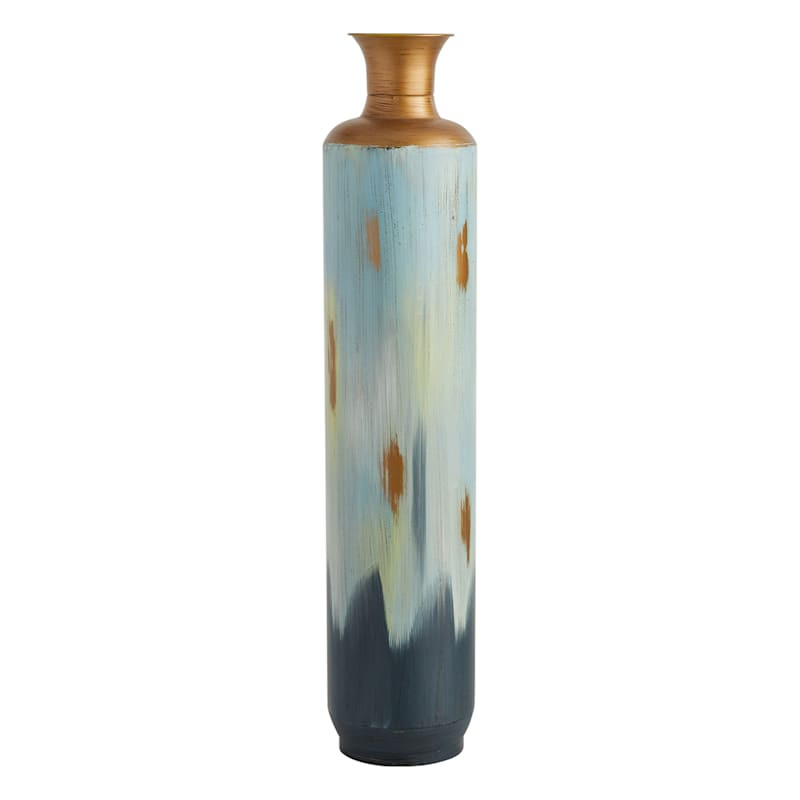 Blue & Gold Metal Floor Vase, 36" | At Home