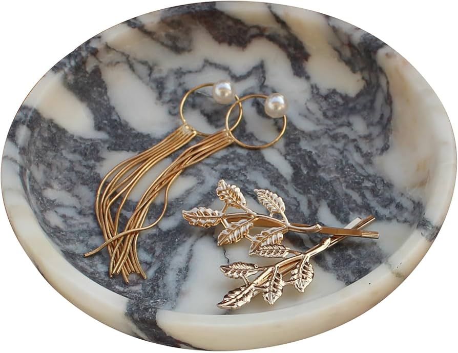 Real Calacatta Viola Marble Jewelry Dish Tray 5.5", Small Luxury Trinket Dish for Ring Earring Keys, Gift for Women | Amazon (US)