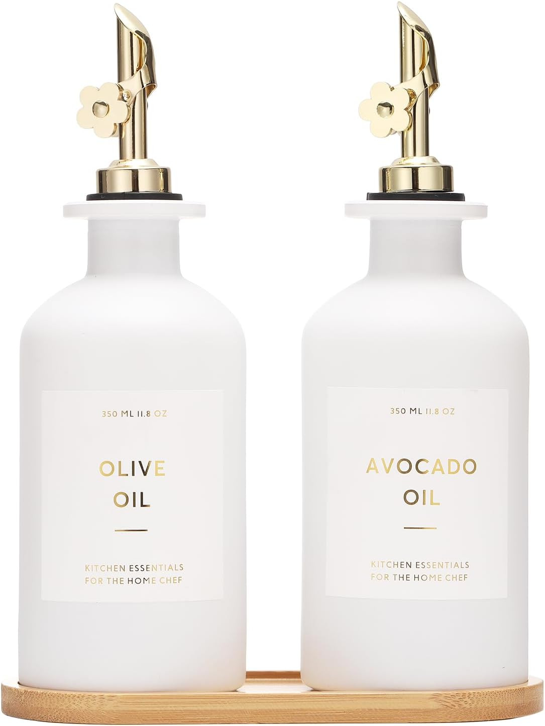 HOMCDALY Olive Oil Dispenser for Kitchen, 11.8oz Glass kitchen Dispenser Bottle, Gold Oil&Vinegar... | Amazon (US)