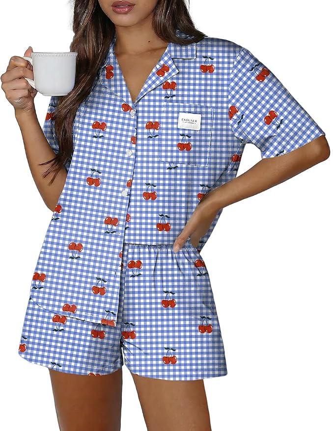 Ekouaer Two Piece Sets for Women Summer Y2K Shirt and Shorts Beach Vacation Cruise Outfits Travel... | Amazon (US)