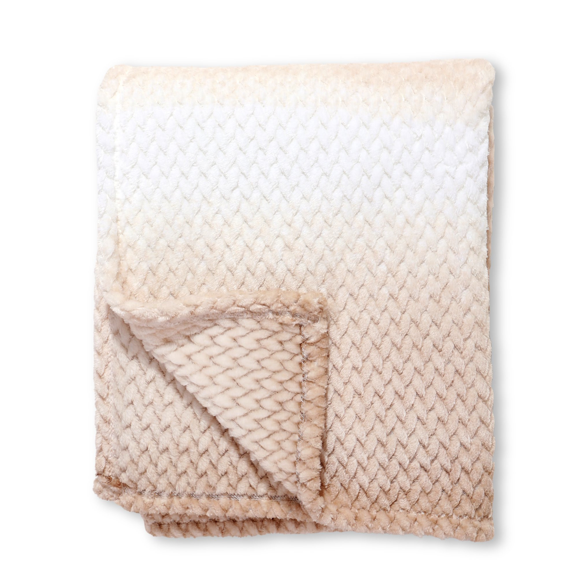 Mainstays Ombre Velvet Plush Throw, 50 X 60 - Tan | Walmart (US)
