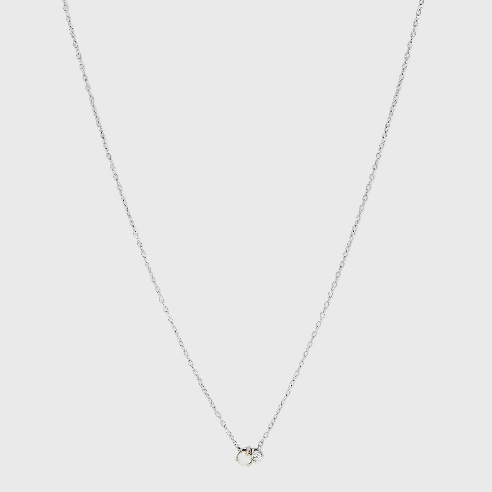 Silver Plated Brass Cubic Zirconia Pendant Necklace - A New Day™ Silver | Target