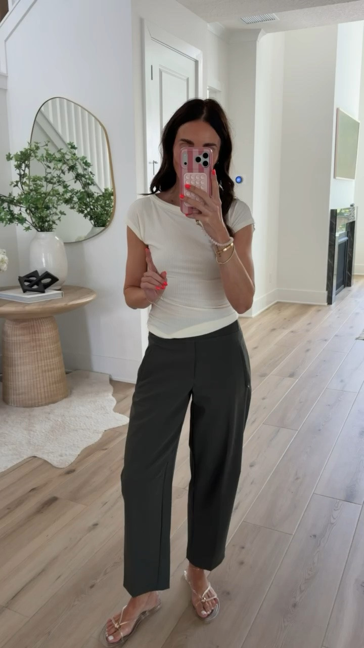 Athleta sale, 20%-40% off + extra 10% off. I'm wearing size XS in tee and size 2 in pants.

#LTKSaleAlert #LTKOver40 #LTKootd