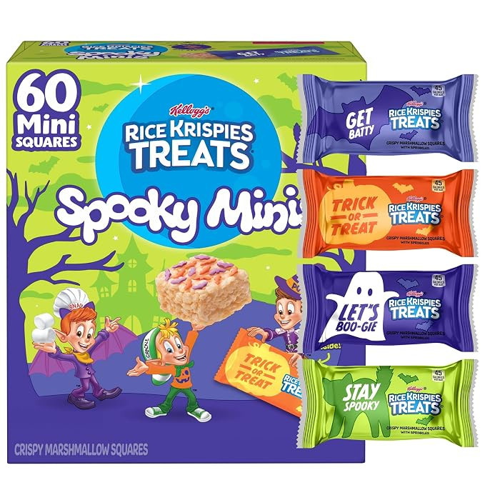 Rice Krispies Treats Mini Crispy Marshmallow Squares, Kids Snacks, Cereal Bars, Halloween, 23.2oz... | Amazon (US)