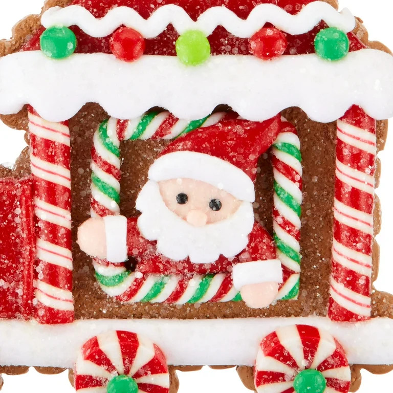 Christmas Multi-Color Gingerbread Train with Santa Ornament, 3.75 in, by Holiday Time - Walmart.c... | Walmart (US)