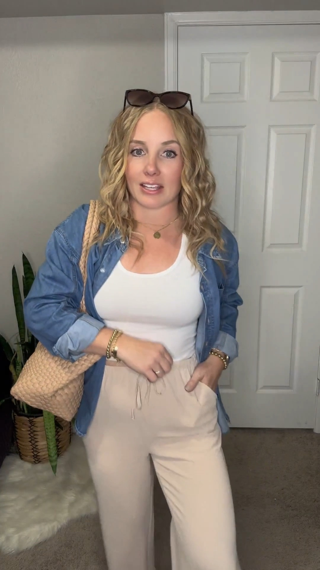 Lightweight beige summer pants from amazon, fit tts, petite friendly. 




Amazon outfits every outfit inspo, outfit ideas, casual outfits amazon, amazon outfits every day, spring outfits 2026, summer outfits, beach pants, 90s mom style, chambray button down, casual summer style

#LTKootd #LTKSaleAlert #LTKPetite