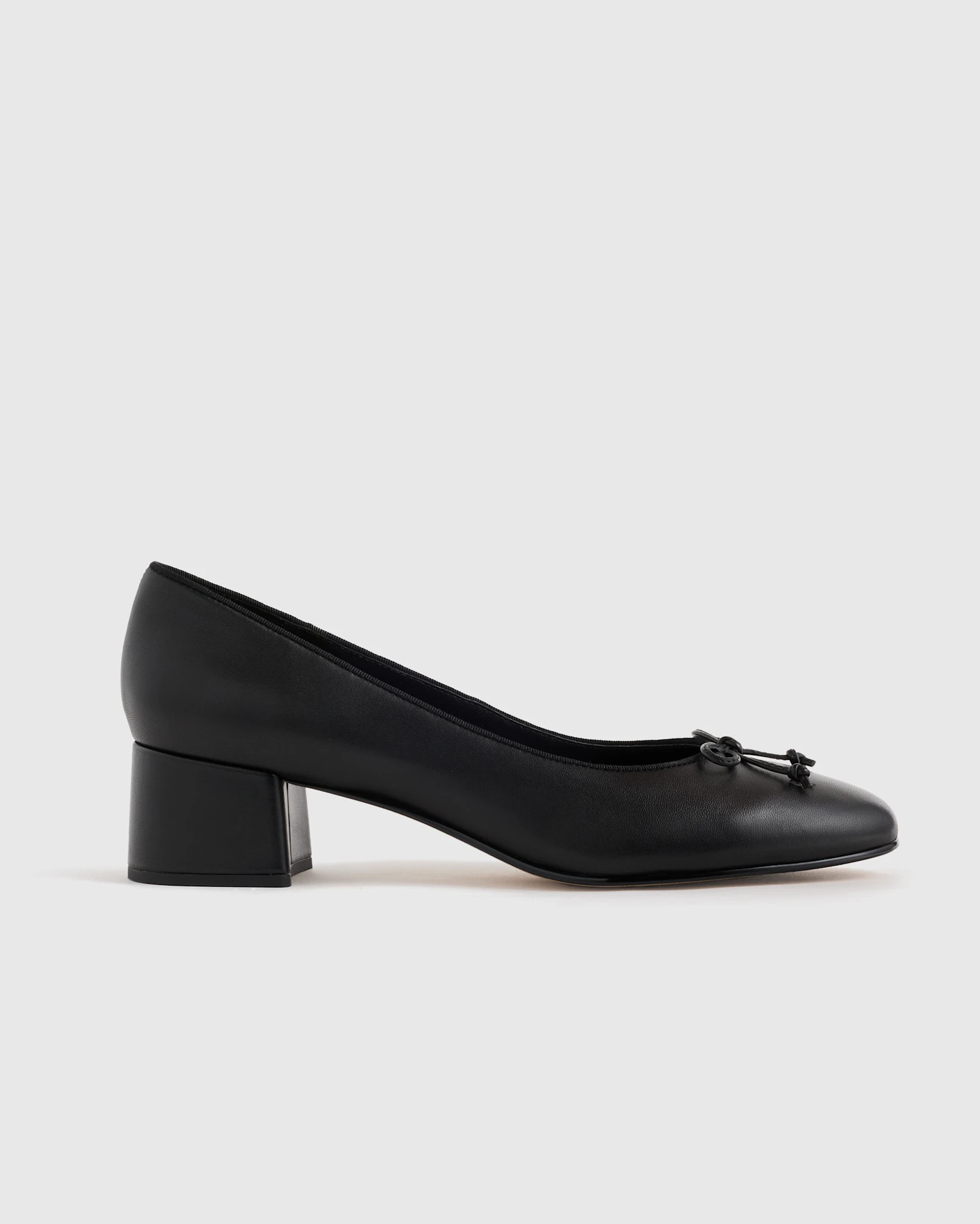 Italian Leather Ballet Block Heel Pump | Quince