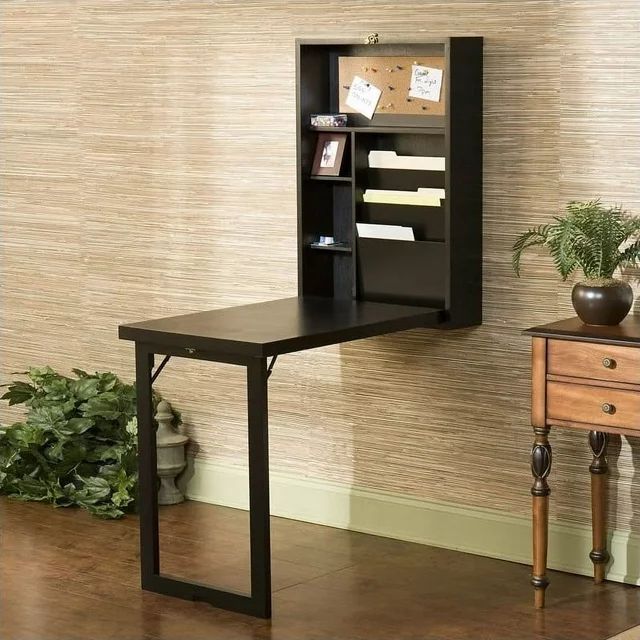 SEI Furniture Wooden Fold-Out Convertible Desk in Black | Walmart (US)