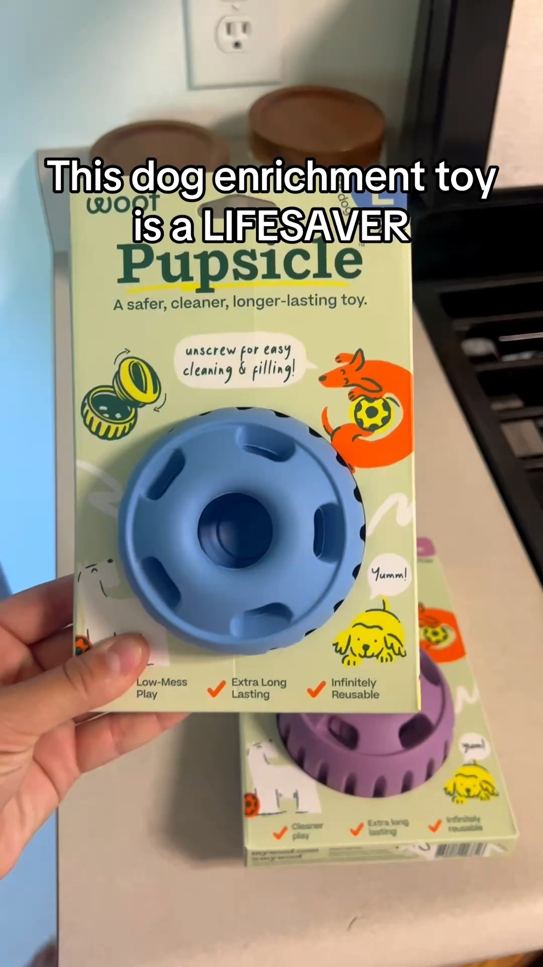 We bought these a few months ago for our dogs to try out and they lasted 30 minutes!  It keeps them mentally stimulated and not bored while I work from home/in a meeting.

You can also use their premade balls, diy your own or use a different treat like I did in this video!

#dogenrichment #dogpupsicle #dogactivities #dogmom #dogtips

#LTKPets #LTKSaleAlert