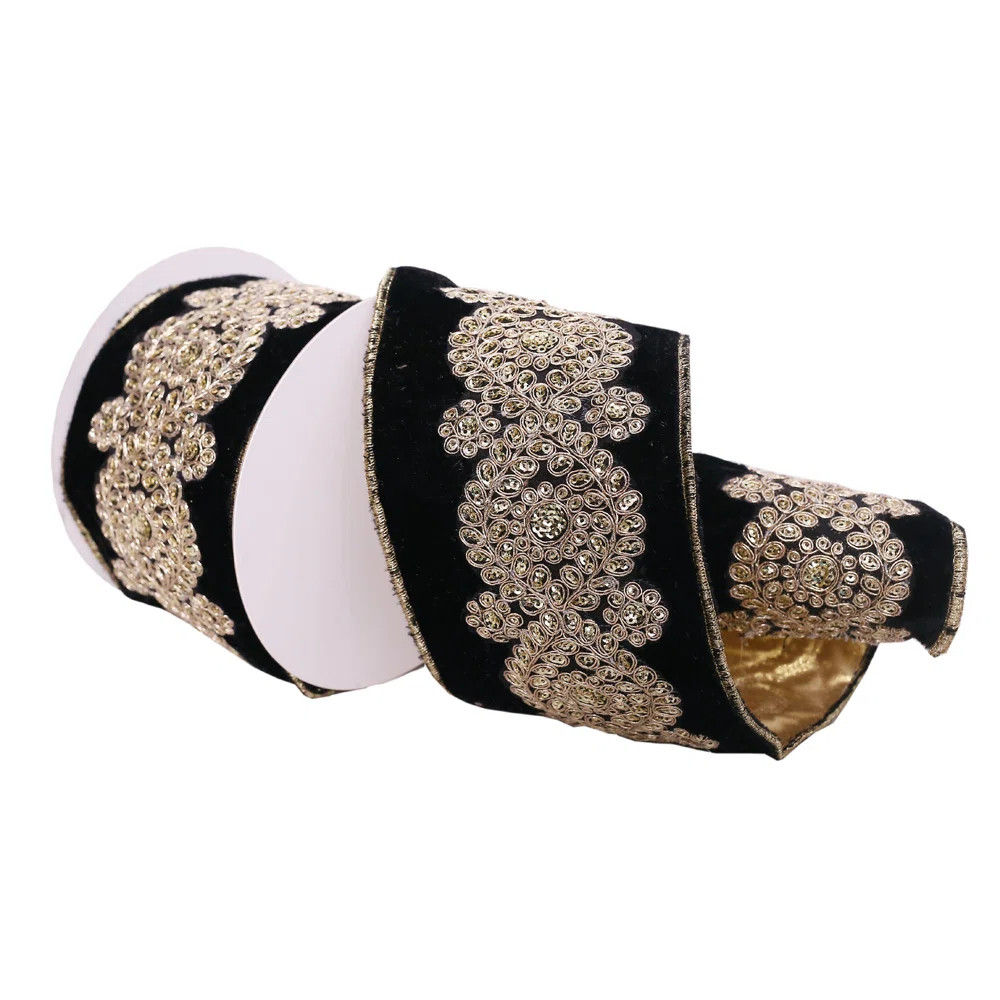 4" x 15' Velvet Wired Edge Christmas Ribbon | Wayfair North America