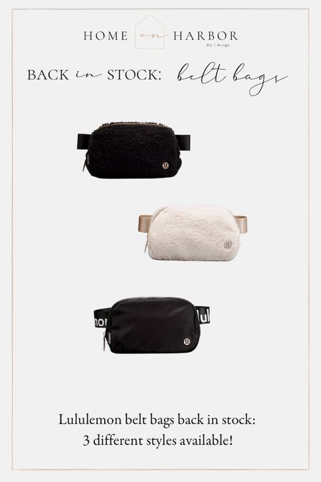 Black lululemon belt bag back in stock! Two new fleece options too! 

#LTKitbag