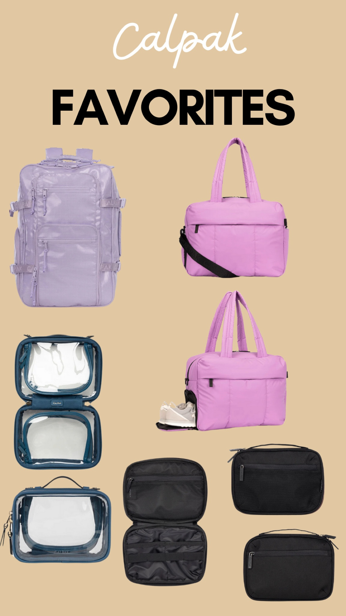 These are my absolute favorite items from Calpak! I own and recommend all of these. The Luka Duffel is an amazing personal item, and the Terra Backpack works as a carry-on for all US airlines, and as a personal item for some! The Makeup Case comes in 3 sizes, I have the Small. The Tech Organizer holds all of cords and tablet in one!

#LTKCyberWeek #LTKGiftGuide #LTKTravel