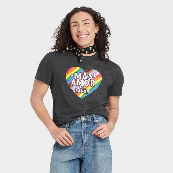 Pride Gender Inclusive Adult 'Mas Amor' Short Sleeve Graphic T-Shirt - Charcoal Gray | Target