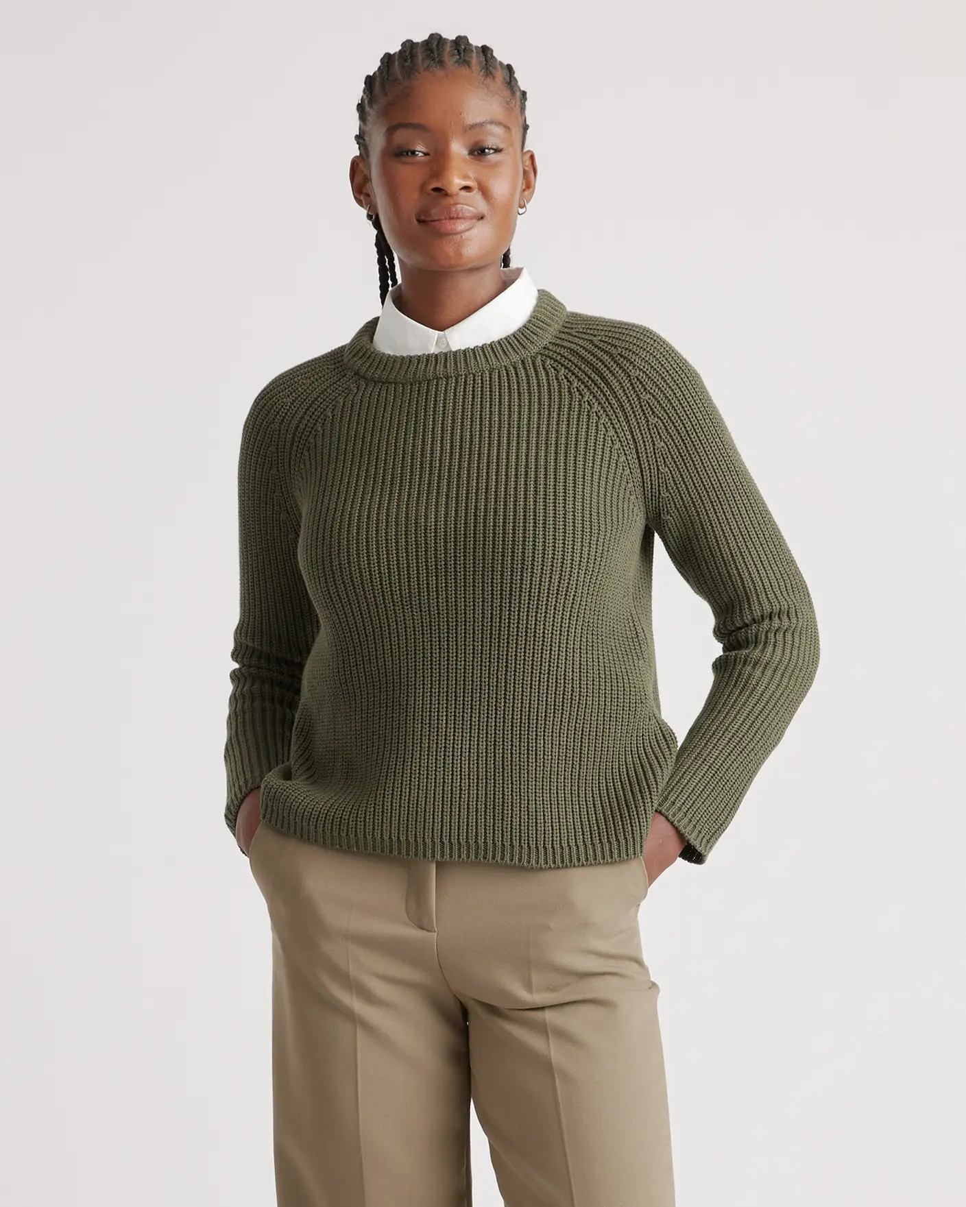 Women's 100% Organic Cotton Fisherman Crew Sweater | Quince