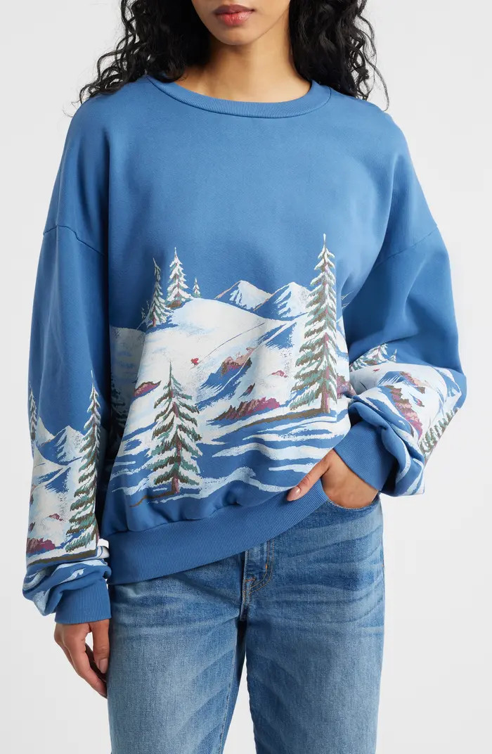 Alpine Scene Oversize Cotton Graphic Sweatshirt | Nordstrom