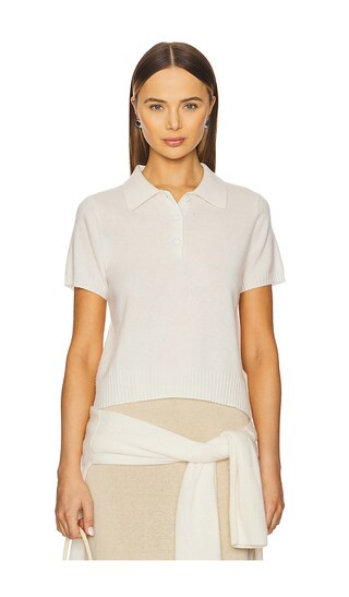 Cashmere T Shirt Polo Top in Bone | Revolve Clothing (Global)