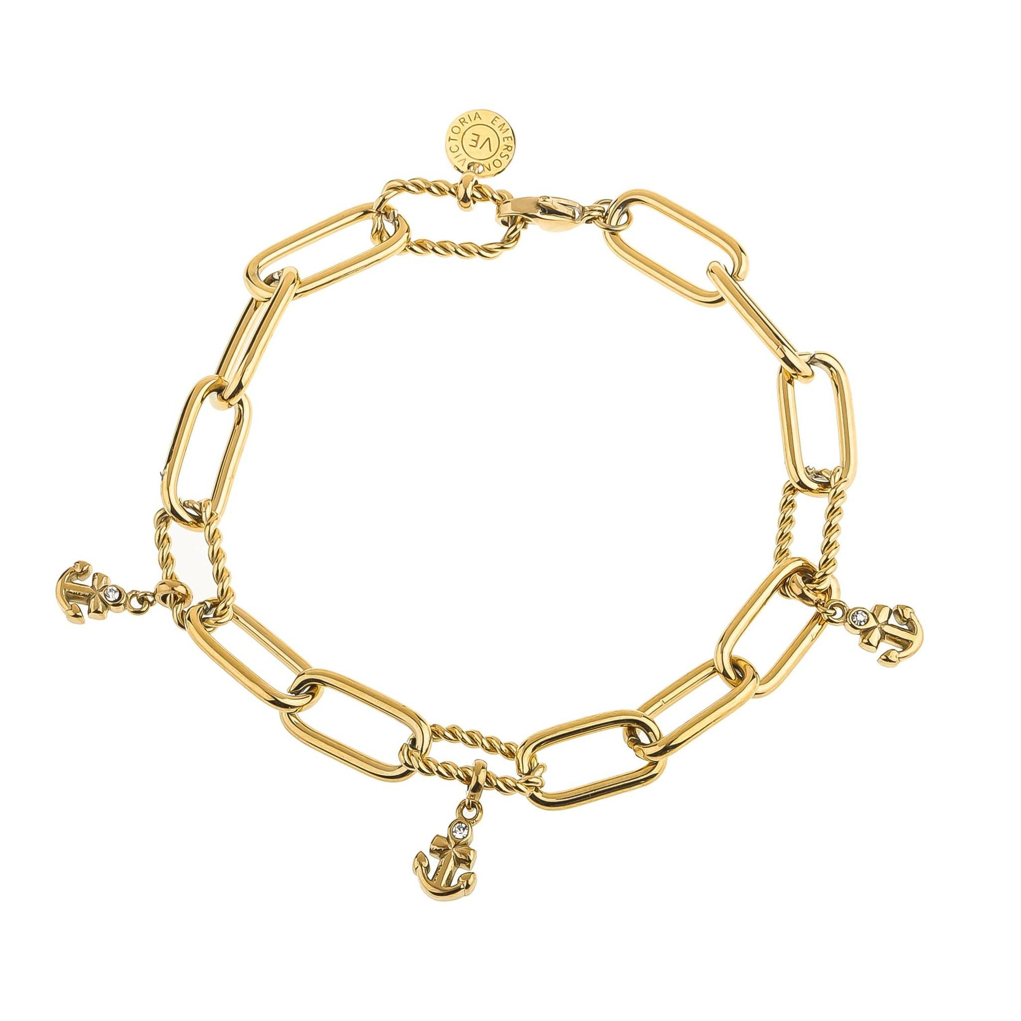 Dainty Gold Bracelet With Dangling Anchors | Victoria Emerson