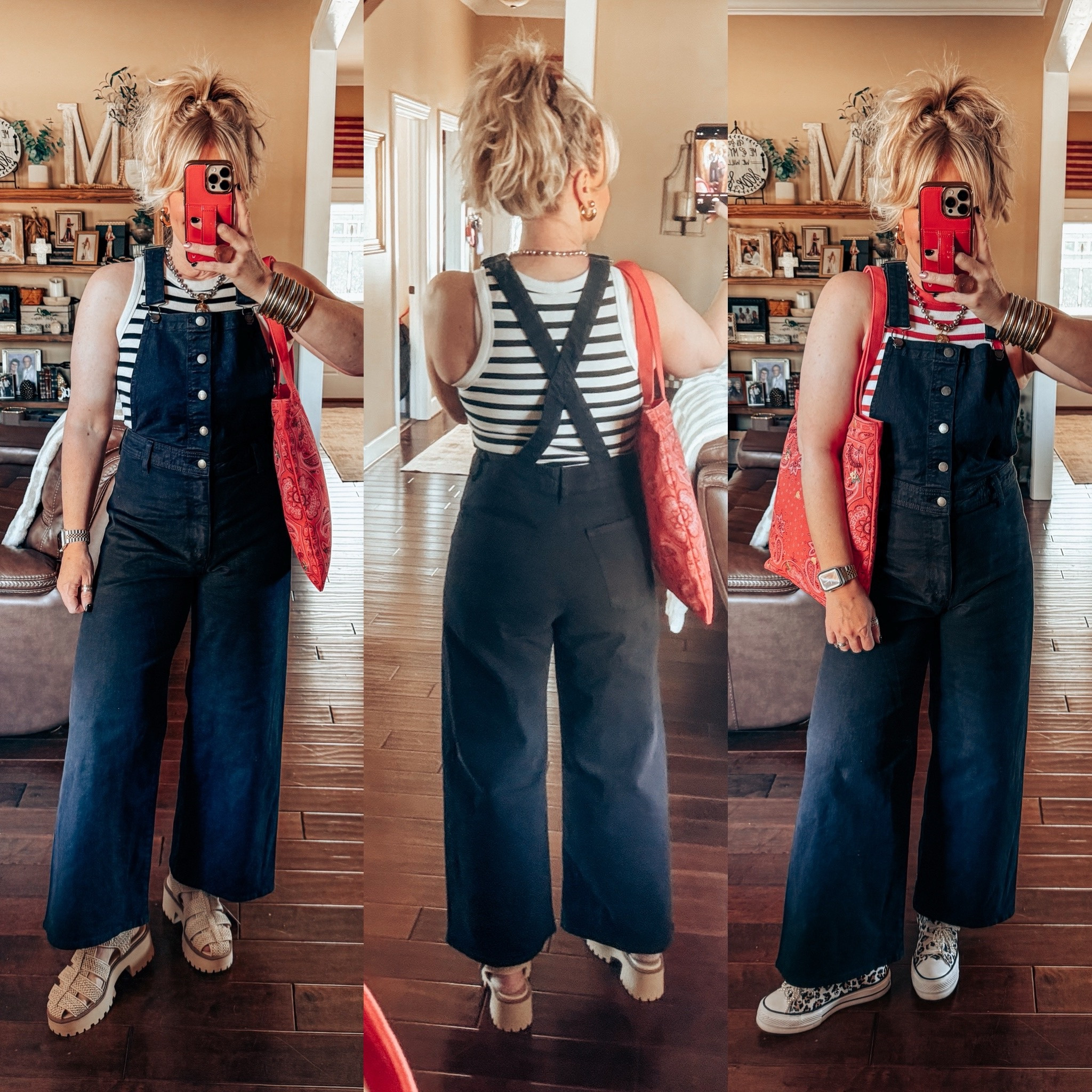 These are the CUUTEST! I’m obsessed and they come in denim too!! I sized up one size to a 10 because they run small. 
The sandals run true to size and the tanks I sized down to a small. 


#LTKFindsUnder50 #LTKOver40 #LTKStyleTip