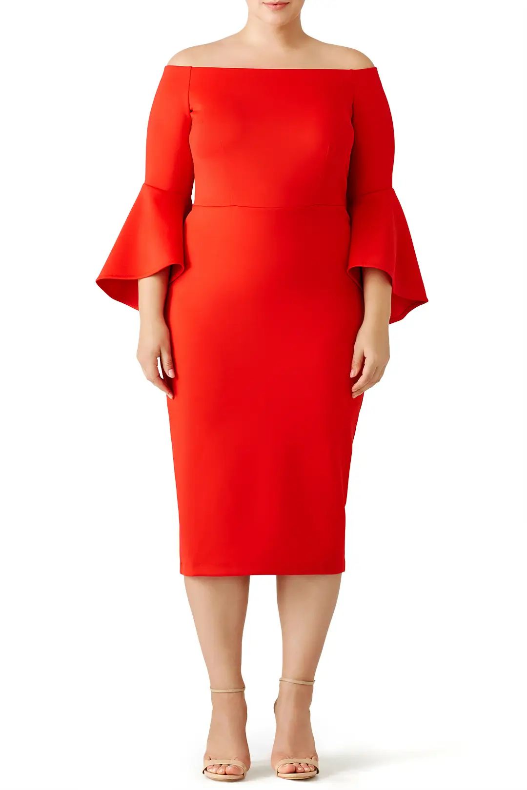 ELOQUII Red Studio Off Shoulder Dress | Rent The Runway