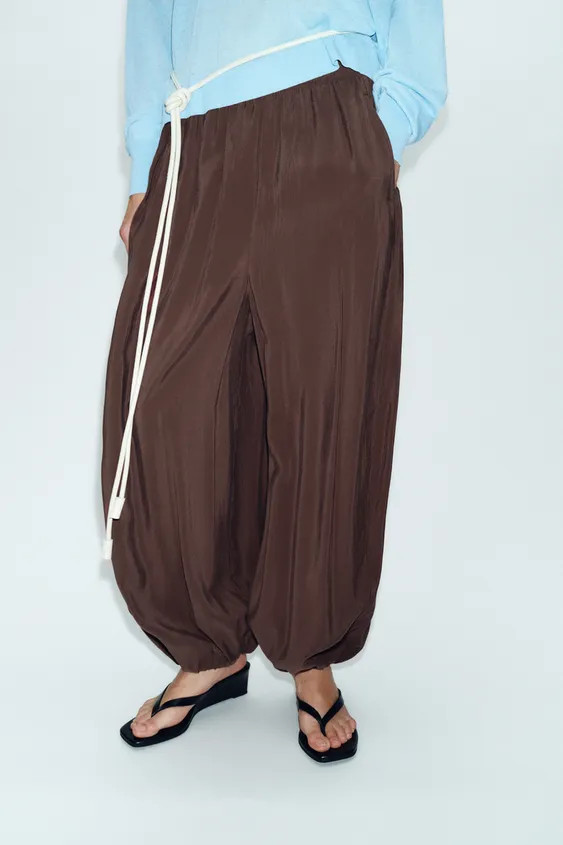 ELASTIC WAIST BALLOON PANTS | Zara US