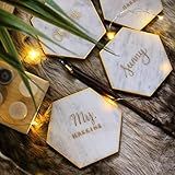 Wedding Coasters - 2 Inch//Customized Calligraphy Hexagon Marble Coasters. Wedding Place Cards. Esco | Amazon (US)