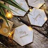 Wedding Coasters - 2 Inch//Customized Calligraphy Hexagon Marble Coasters. Wedding Place Cards. Esco | Amazon (US)