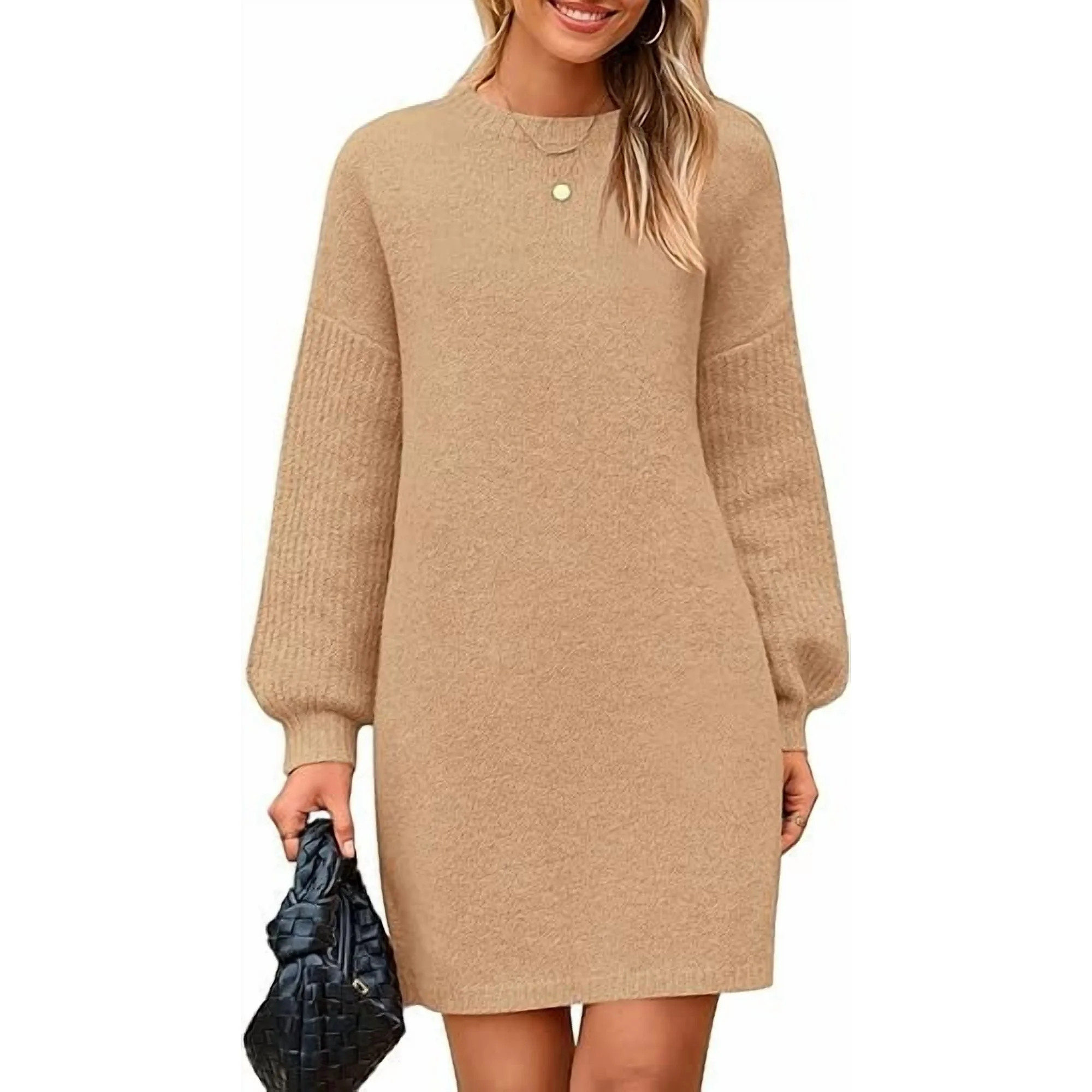 PRETTYGARDEN Women's Oversized Sweater Dress Fall Long Sleeve Crewneck Chunky Knit Slouchy Winter... | Walmart (US)