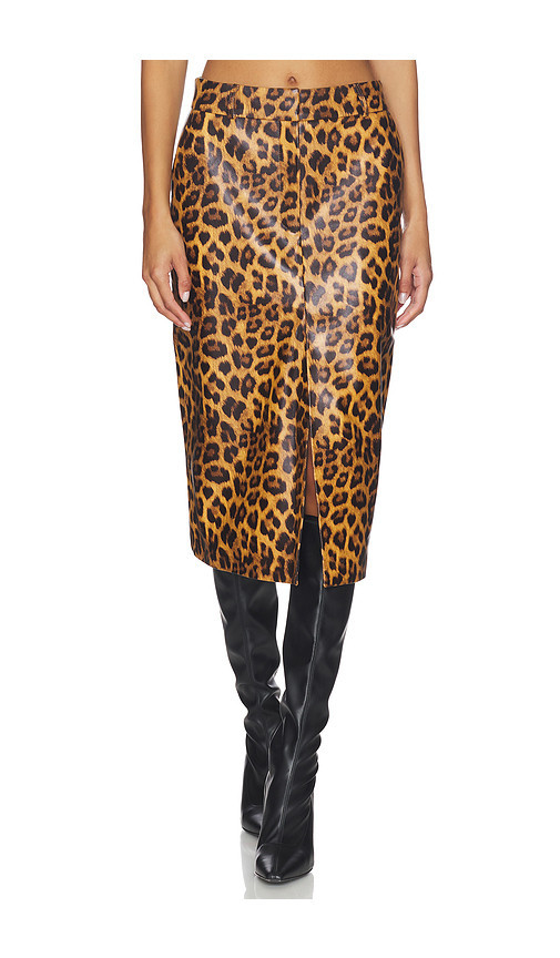 AEXAE Leather Maxi Skirt in Leopard. Size L | Revolve Clothing (Global)