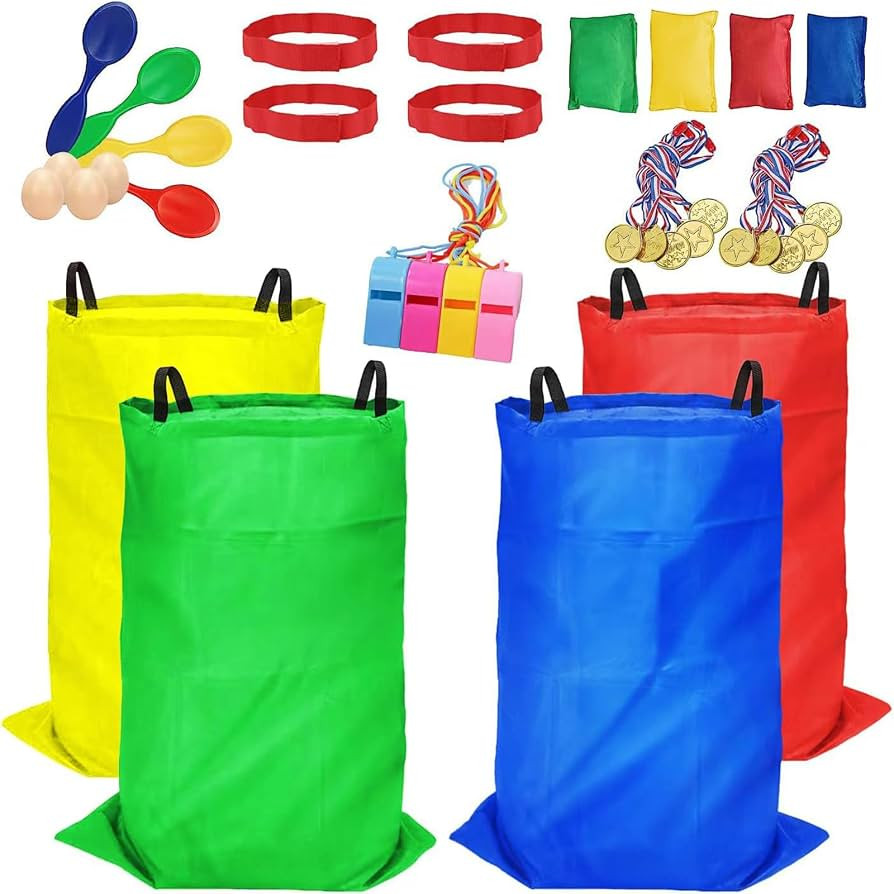32 Pcs Outdoor Games Potato Sack Race Bags for Kids Adults, Bean Bag Toss Game, 3 Legged Race Ban... | Amazon (US)
